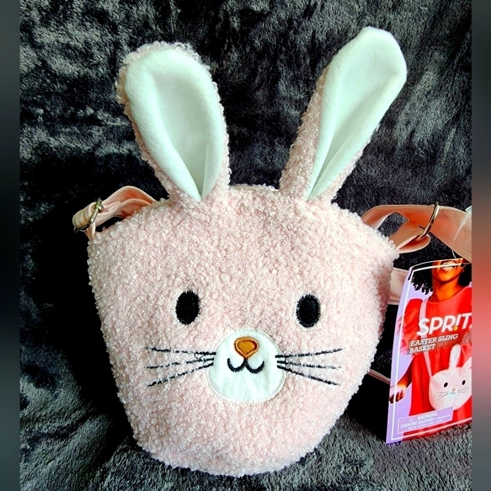 New kid girl's Easter Crossbody Terry Fabric pink / brown Bag